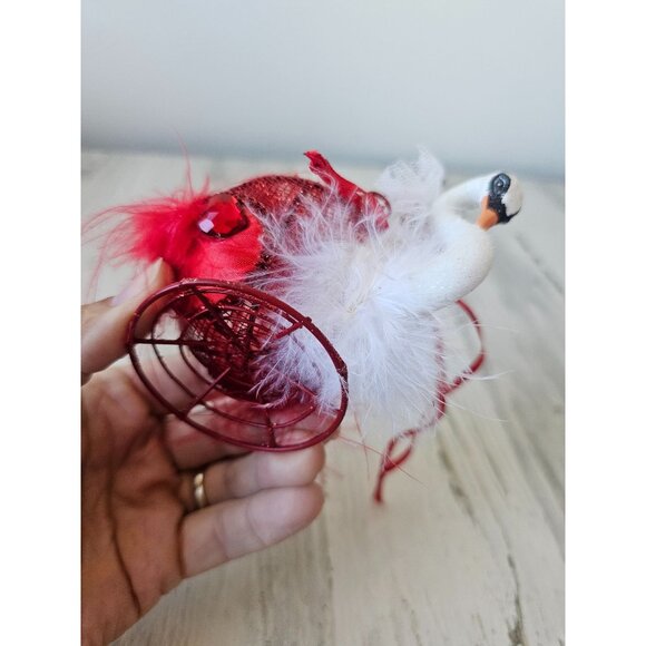 Katherine's swan basket gift candy ornament Valentine's Day red bird unique hang - Picture 10 of 10